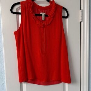 J. Crew orange Ruffle Neck Sleeveless Blouse
